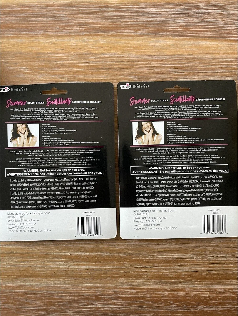 2 Pack - Tulip Body Art Shimmer Color Sticks (10-Count Set) New